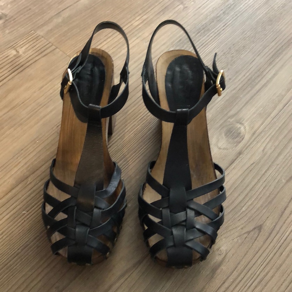 Top Shop Wooden Heeled Sandals.
